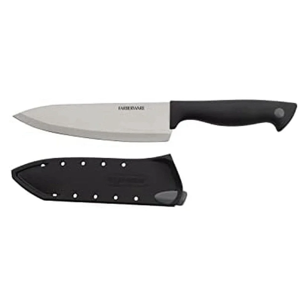 Farberware Chef Knife 6 inch EdgeKeeper Self-Sharpening Sleeve Black 530175 New